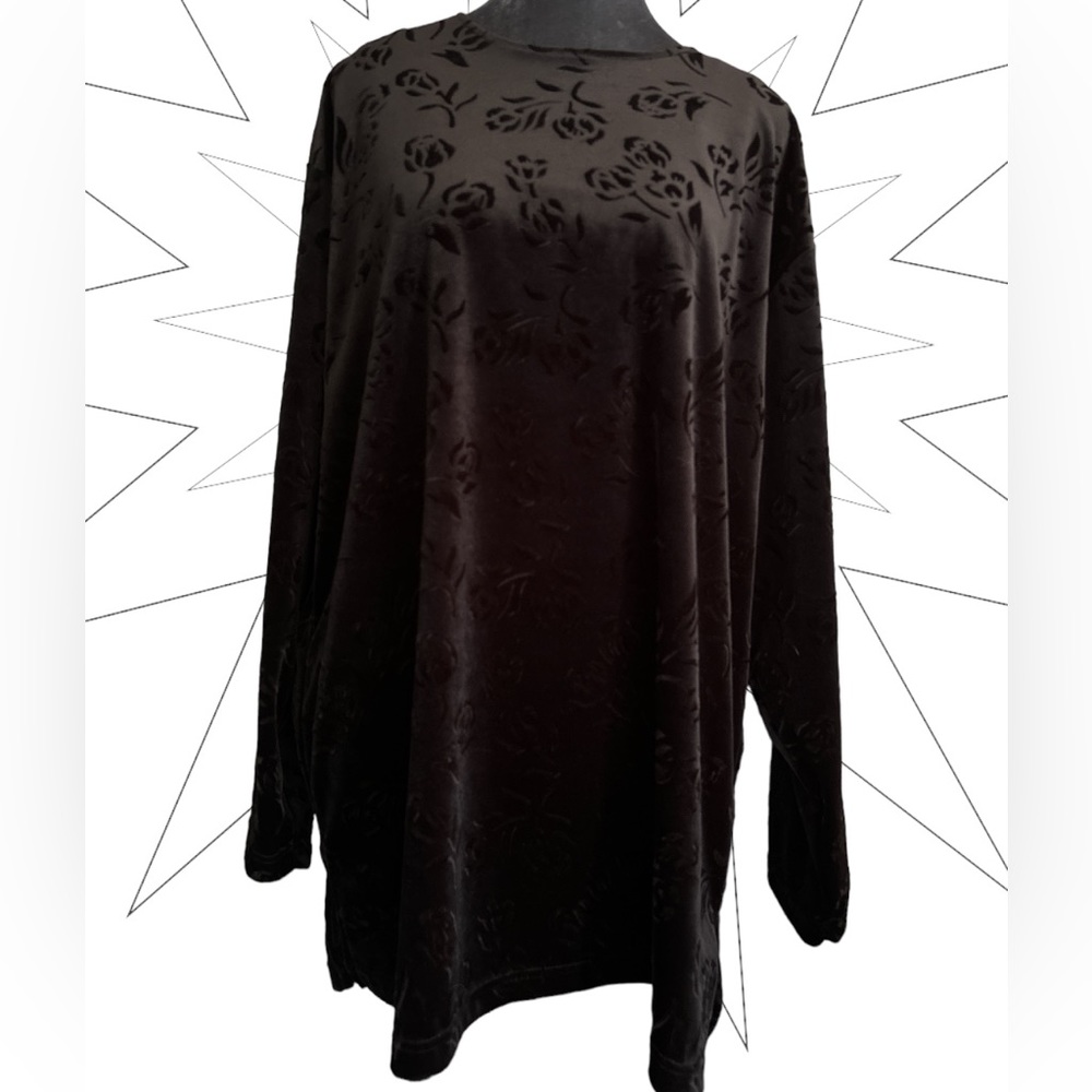 Jennifer Moore soft rich black velvet with floral embossed velvet design